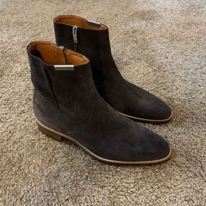 Represent Clothing Ankle Zip Chelsea Boots Suede Taupe/Grey